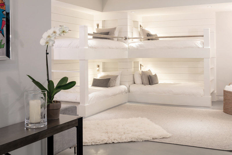 white built in bunk beds